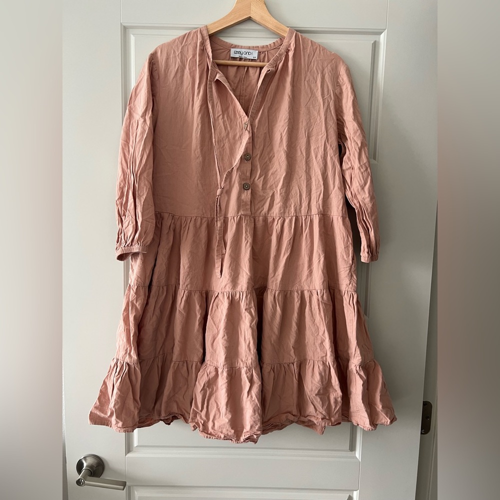 Pink Tiered Button-Up Dress by “Ebby and I”